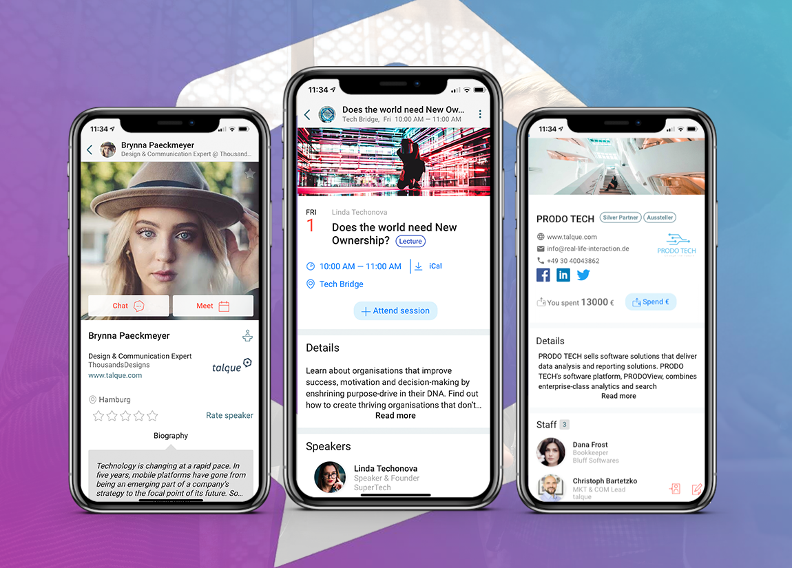 talque features event app management, plugins, instant event website, stakeholder management